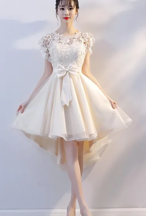 Lovely Champagne Lace High Low Party Dress, Cute Tulle Prom Dress cg4938 Tunics Hiking breathable Lovely Champagne Lace High Low Party Dress, Cute Tulle Prom Dress cg4938 Tunics Hiking breathable
