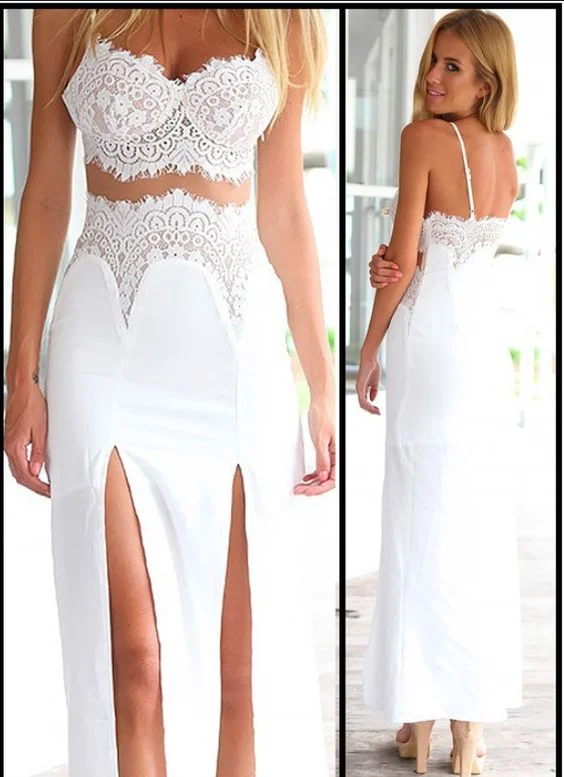 Sexy Lace Long Prom Dress with Slit, Spaghetti Straps Party Dress cg5516 Shift Classic Vintage Sexy Lace Long Prom Dress with Slit, Spaghetti Straps Party Dress cg5516 Shift Classic Vintage