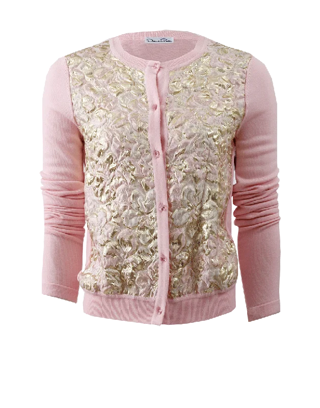 Lurex Floral Cardigan Seamless Knitted Crochet