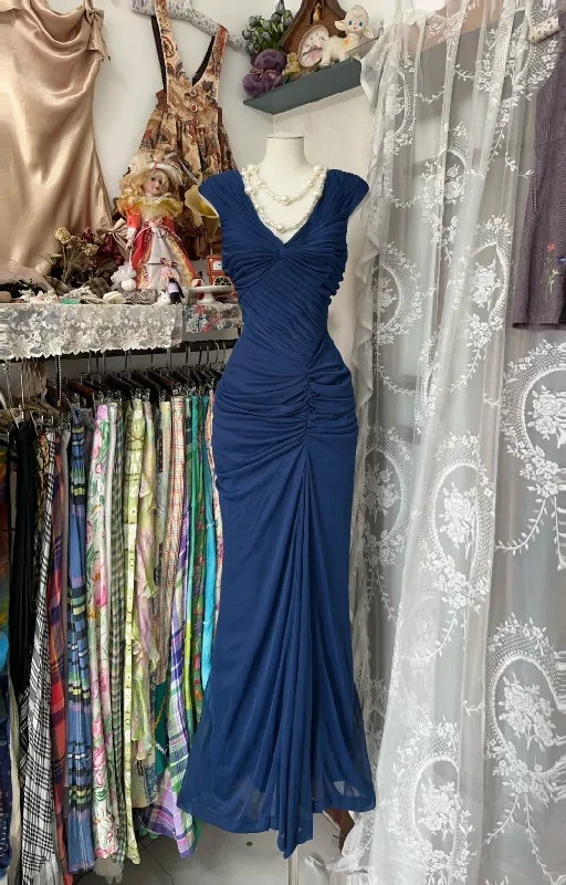 Modest Navy Mermaid Satin Vintage Long Party Dress Formal Evening Gown, DP4547 Tunics Favorite customer Modest Navy Mermaid Satin Vintage Long Party Dress Formal Evening Gown, DP4547 Tunics Favorite customer