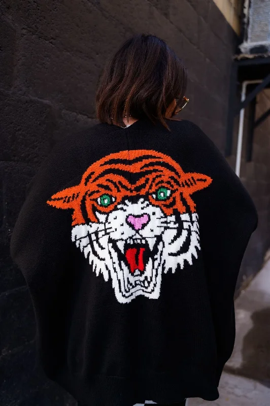 Hear Me Roar Oversized Tiger Cardigan *RESTOCKED* Neon metallic Matte