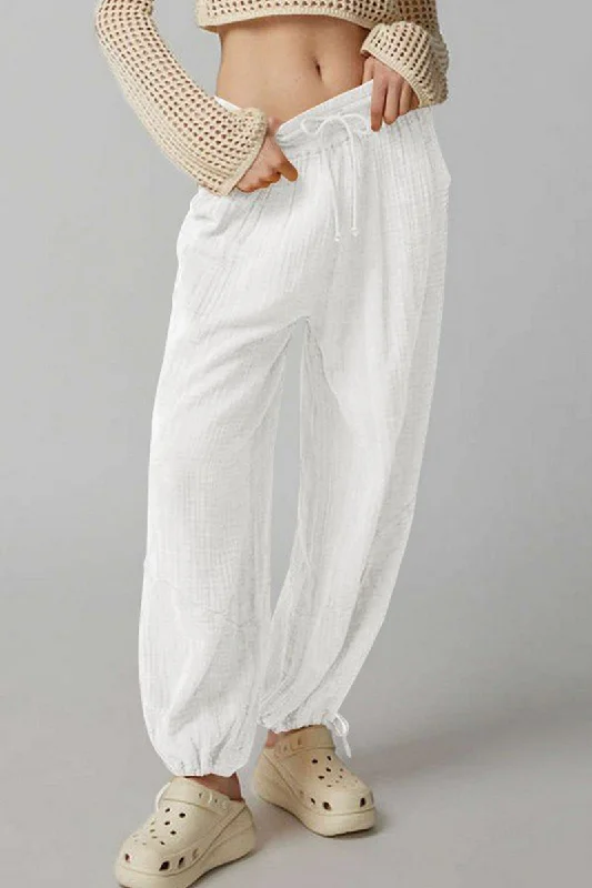 WOMEN DRAWSTRING COZY FALL AUTUM HOME LONG PANTS Formal Stretch Pants