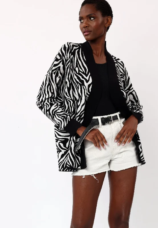 HERITAGE CARDIGAN WHITE & BLACK Transparent Opaque Sheer