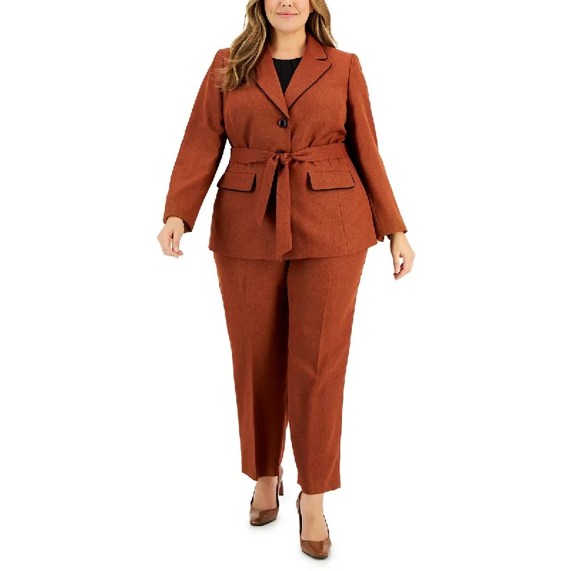Le Suit Womens Plus Herringbone  Pant Suit High-Waist Yoga Pants