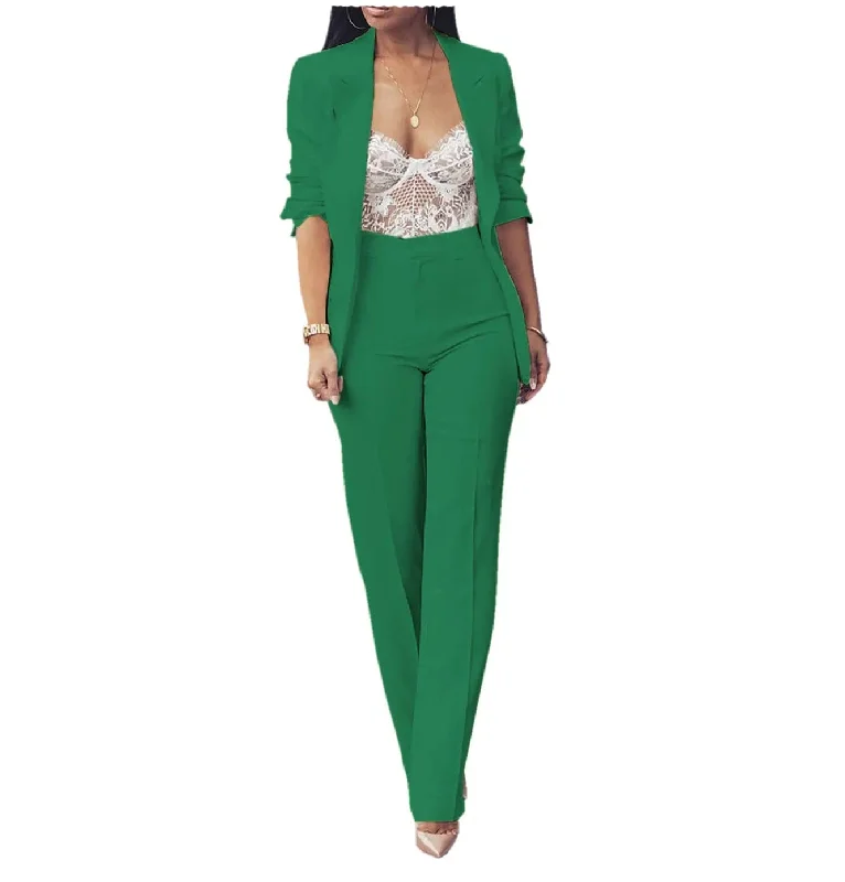 2 Pieces Peak Lapel Women Suit (Blazer+Pants) Cozy Maternity Pants