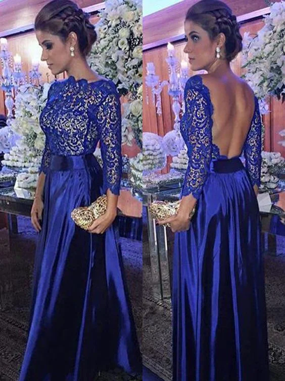 Elegant A Line Round Neck Open Back Long Sleeves Royal Blue Lace Long Prom Dresses, Gorgeous Evening Party Dresses cg3303 A-Line Day Work Elegant A Line Round Neck Open Back Long Sleeves Royal Blue Lace Long Prom Dresses, Gorgeous Evening Party Dresses cg3303 A-Line Day Work