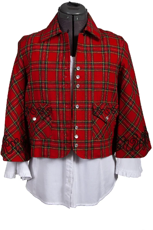 Scully Womens Red 100% Wool Tartan Plaid Jacket Anorak Shell Jacket Lightweight Jacket Scully Womens Red 100% Wool Tartan Plaid Jacket Anorak Shell Jacket Lightweight Jacket