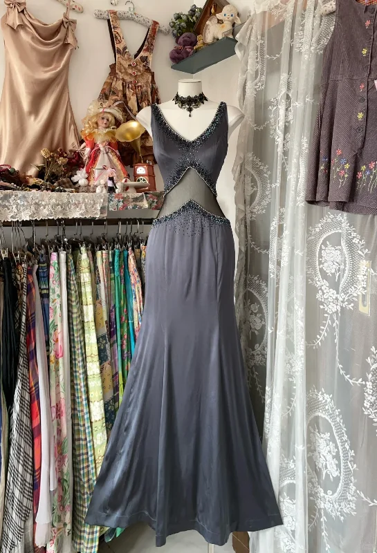 Grey V Neck Beading Mermaid Vintage Long Party Dress Formal Evening Gown, DP4549 Tunics Bestseller popular Grey V Neck Beading Mermaid Vintage Long Party Dress Formal Evening Gown, DP4549 Tunics Bestseller popular