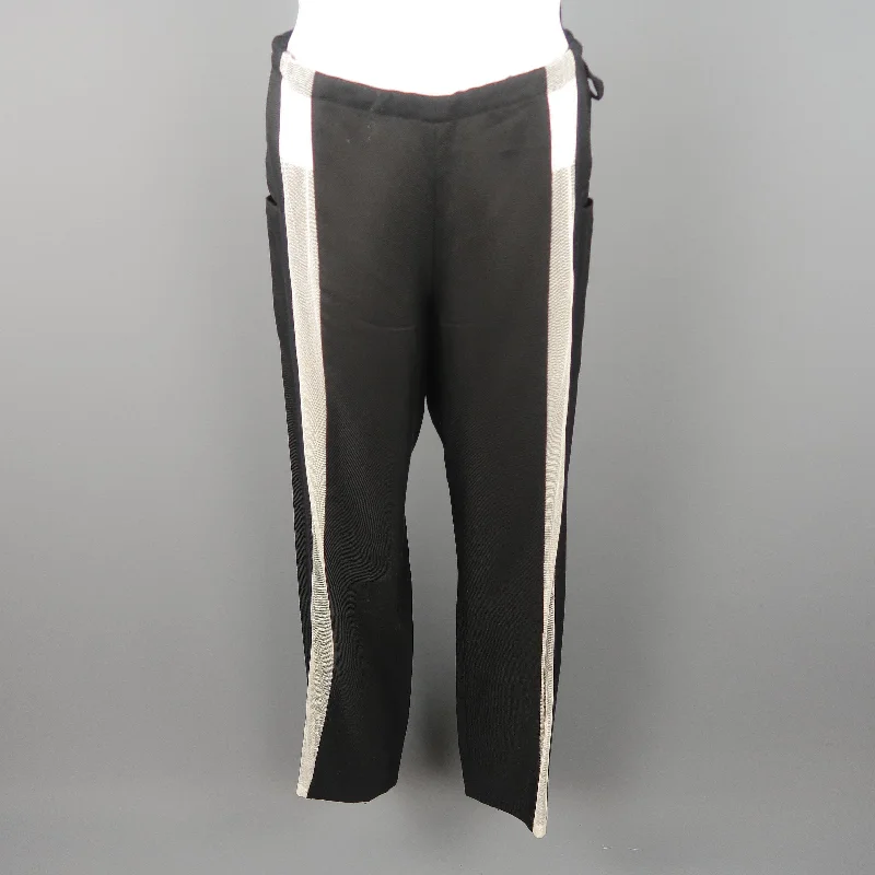 YOHJI YAMAMOTO Size M Black Silk Dress Pants Relaxed Casual Leggings