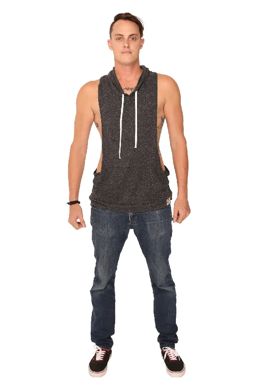fabulous people solid racerback hoodie tank (charcoal grey) pastel tank top