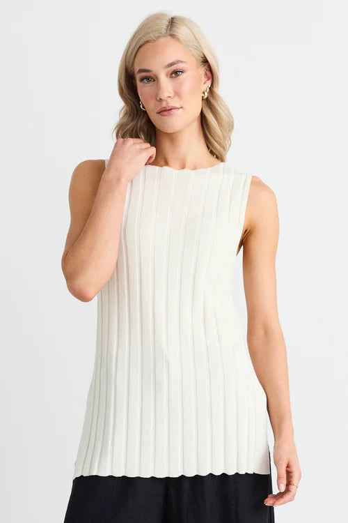 RE:UNION - Woodstock Rib Knit Tank Top - Ivory sage tank top