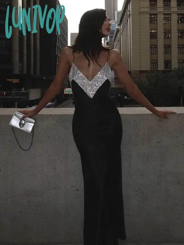 Lunivop Women Summer Sexy V Neck Backless Crystal Black Diamonds Maxi Long Bandage Dress Knitted Elegant Evening Club Party Dress Mermaid Tail Wedding Lunivop Women Summer Sexy V Neck Backless Crystal Black Diamonds Maxi Long Bandage Dress Knitted Elegant Evening Club Party Dress Mermaid Tail Wedding