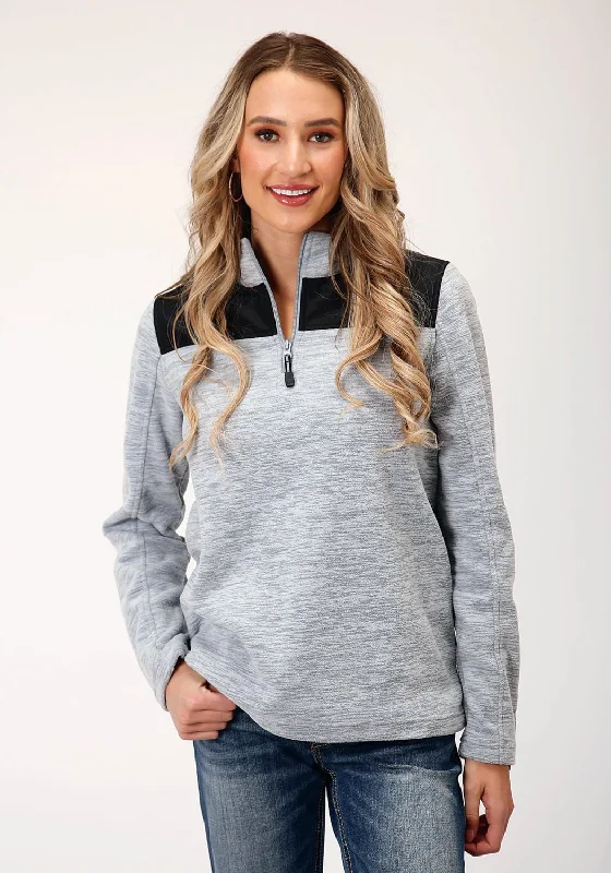 Roper Womens Micro Grey 100% Polyester Fleece Jacket Knit Fabric Woven Fabric Fleece Fabric Roper Womens Micro Grey 100% Polyester Fleece Jacket Knit Fabric Woven Fabric Fleece Fabric