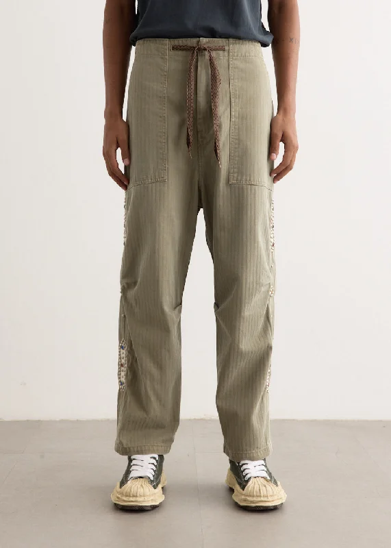 Sulfur Herringbone EASY BAKER Pants (STUDS Remake) Slim-Fit Khaki Pants