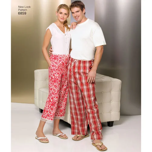 New Look Unisex Pyjama Pants & Shorts N6859 Relaxed Linen Pants