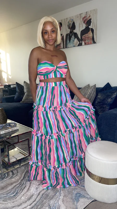 Watermelon Cocktail Skirt Set linen skirt breathable