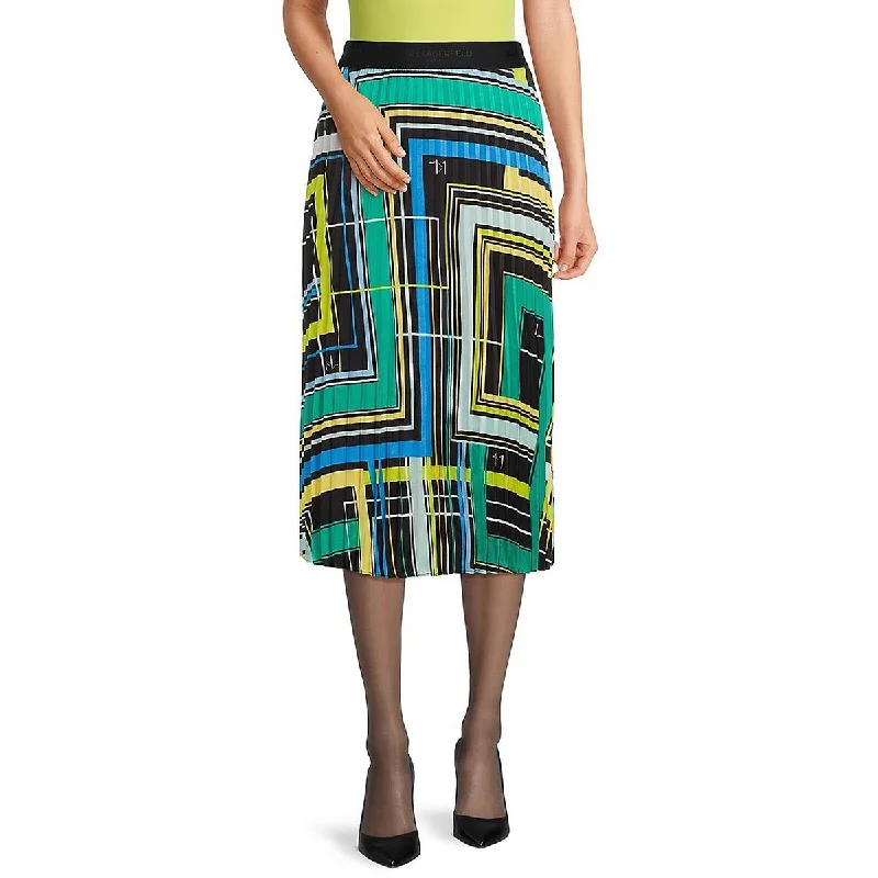 Karl Lagerfeld Paris Womens Geometric  Midi Skirt high slit skirt