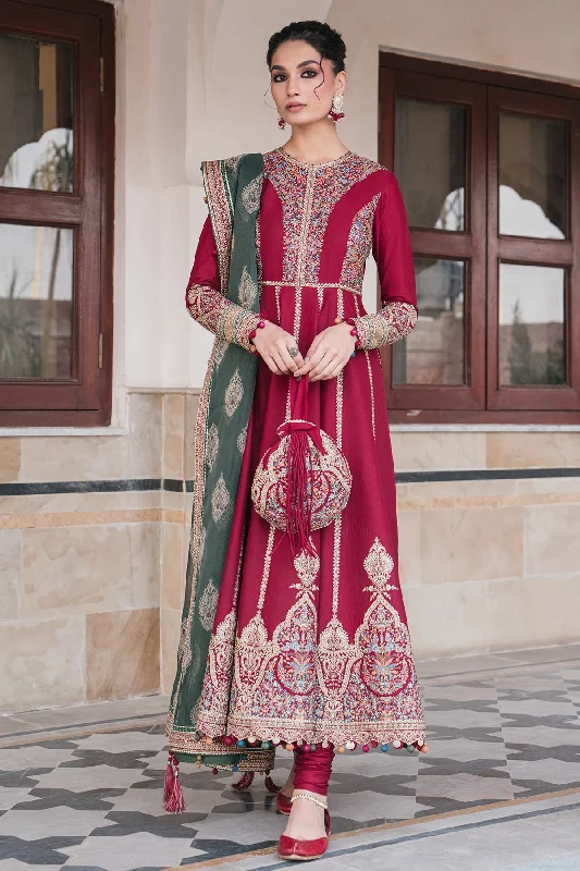 Luxury Pakistani Party Dress in Frock with Dupatta Red Dress Shift Classic Vintage