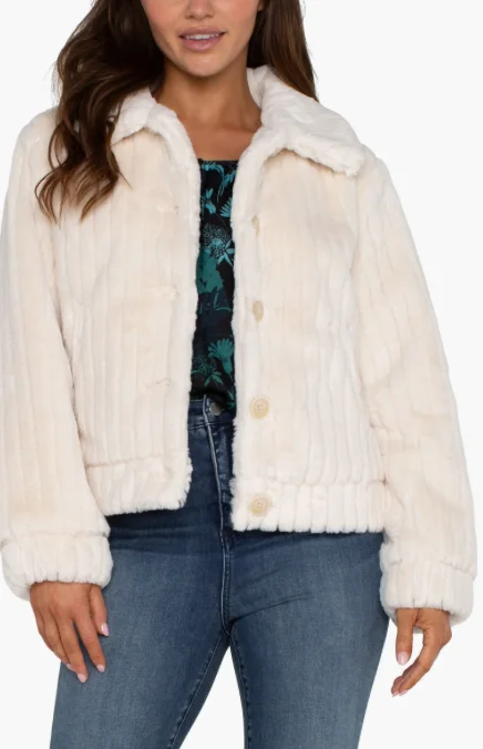 Fur Trucker Jacket Notch Collar Jacket Peter Pan Collar Jacket Cowl Neck Jacket