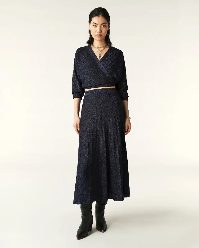 Brycey Pleated A-Line Skirt leather skirt sleek